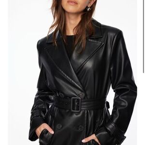 Dynamite Military Faux Leather Trench Coat